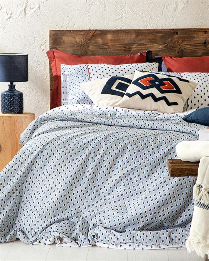 Coastal Bliss Set De Lenjerıe De Pat Super Rege, Din Bumbac, 260*220 Cm, Albastru
