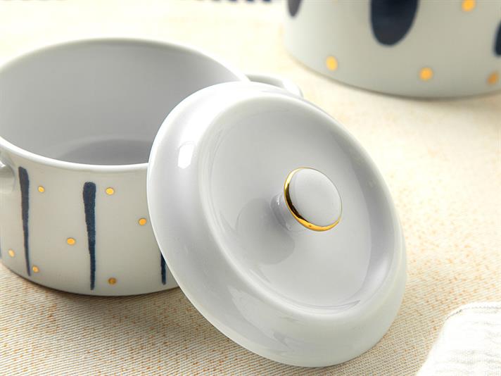 Coastal Lines Porcelain Mini Cookware 12 cm Blue-White