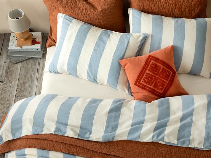 Coastal Side Spălat Super King Set Lenjerie De Pat 260x220 cm Albastru