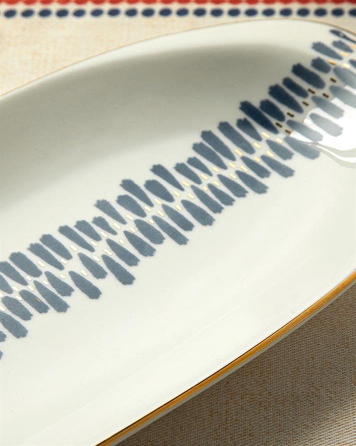 Coastal Stripe Porcelain Platter 31 cm Blue-White