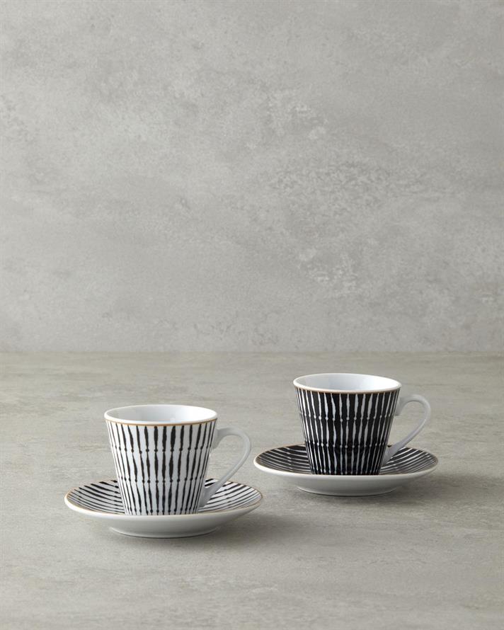 Colin Porțelan 4 Piese 2 Persoane Set De Cești De Cafea 80 ml Negru