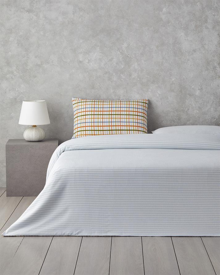 Color Grid Ușor De Călcat Single Set Lenjerie De Pat 160x220 cm Portocaliu - Verde