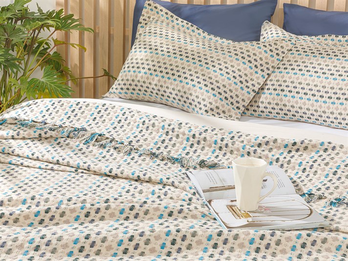 Colour Comb  Țesut  King Size  SET CUVERTURĂ DE PA 260x280 cm Navy Blue-Verde