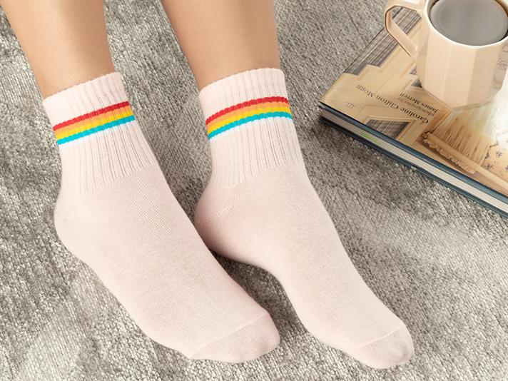 Colourful Joy Cotton Women Single Long Length Sock Standart Pink
