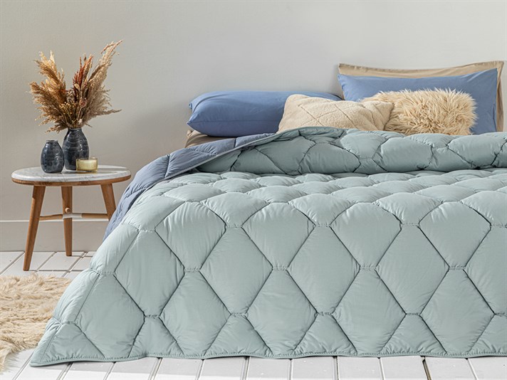colorat Cu Bumbac Double Pilotă 195x215 cm Verde Ca Apa - Indigo