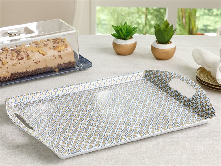 comb Melamine Rectangular Tray 45x31 cm Gold