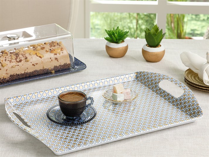 comb Melamine Rectangular Tray 45x31 cm Gold