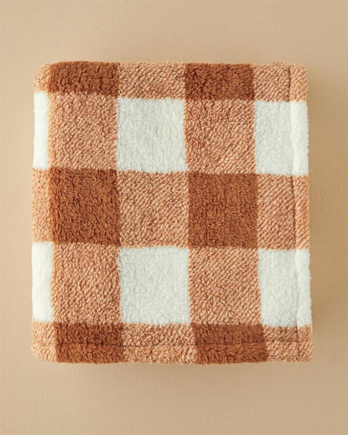 Comfort Plaid Sherpa İmprimat Pătură 120x170 cm Maro