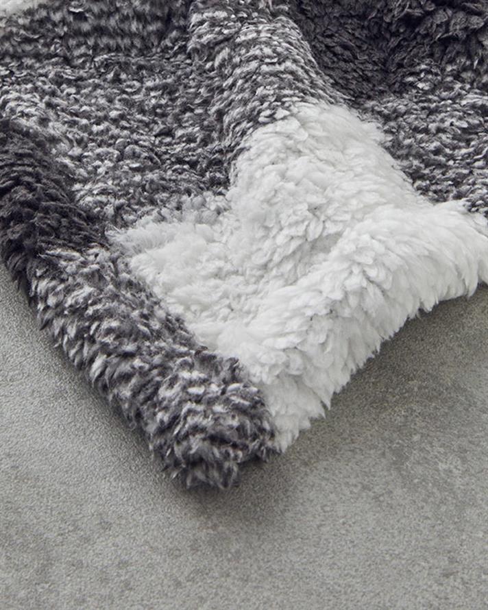 Comfort Plaid Sherpa İmprimat Pătură 120x170 cm Antracit