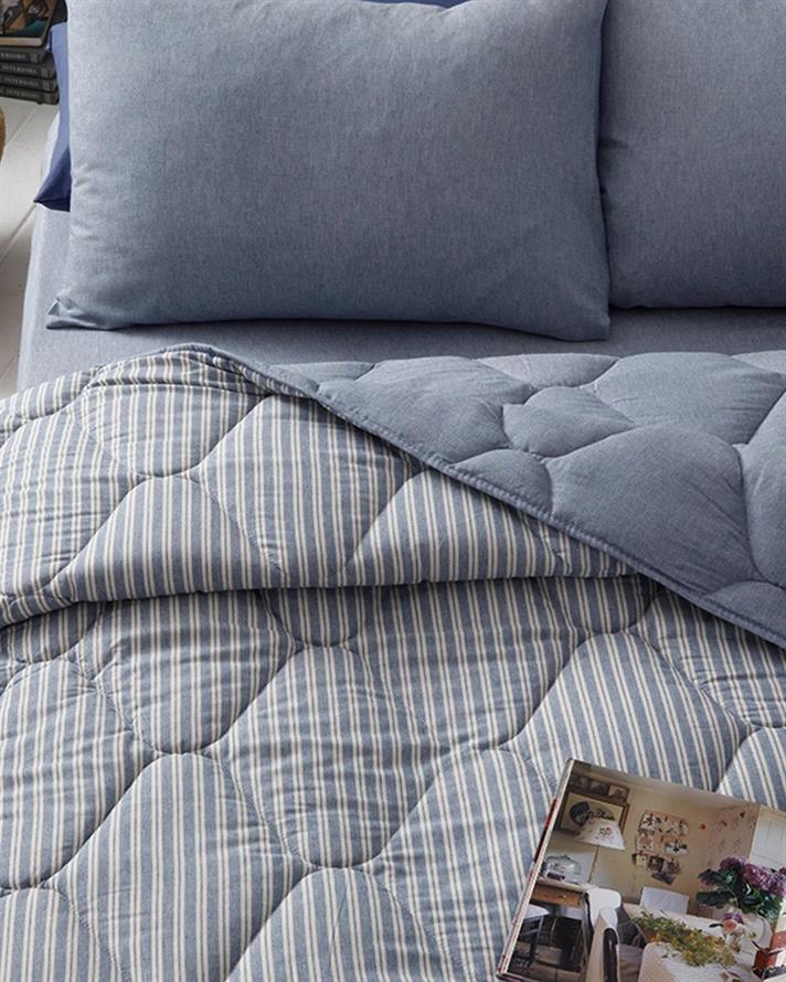 Comfy Stripe Fire Vopsite King Size Set Dormit 240x220 cm Albastru