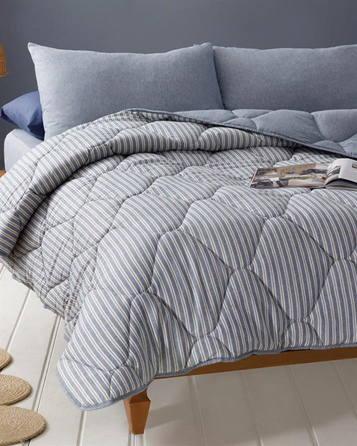 Comfy Stripe Fire Vopsite King Size Set Dormit 240x220 cm Albastru