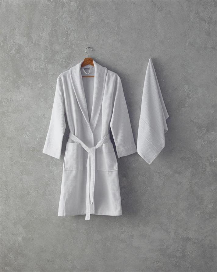 Set Halat De Baie Cu Prosop, Como, Microbumbac, L-XL/50x90 Cm, Alb