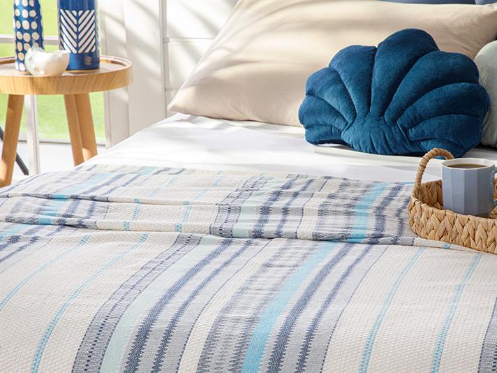 Contemporary Fire Pictate King Size Pătură De Vară 220*240 Cm Navy Blue - Turquoise.