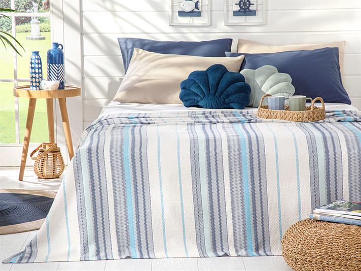 Contemporary Fire Pictate King Size Pătură De Vară 220*240 Cm Navy Blue - Turquoise.