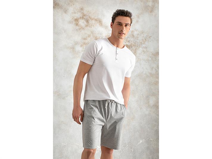 Cool Basic Combed Cotton Mens Pajama Set M Gray