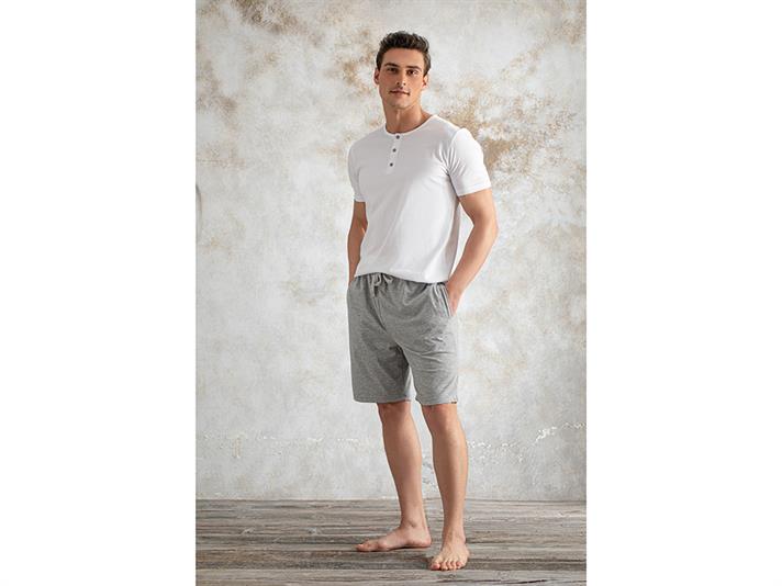 Cool Basic Combed Cotton Mens Pajama Set M Gray