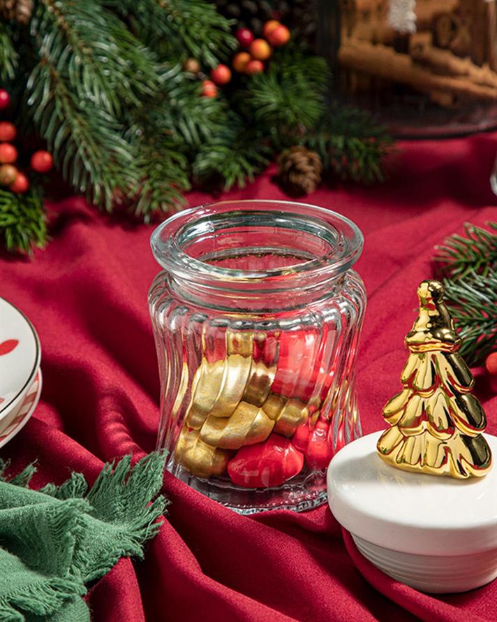 Snow Tree Glass Jar 260 ml Gold