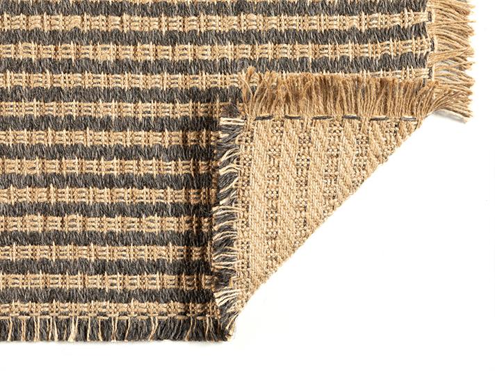 Covor decorativ, Coppa, 80x150 cm, poliester-iută, natural-negru