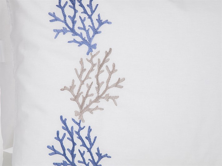 Coral  Cu broderie Set 2  FAȚĂ DE PERNĂ 50x70 cm Beige-Blue