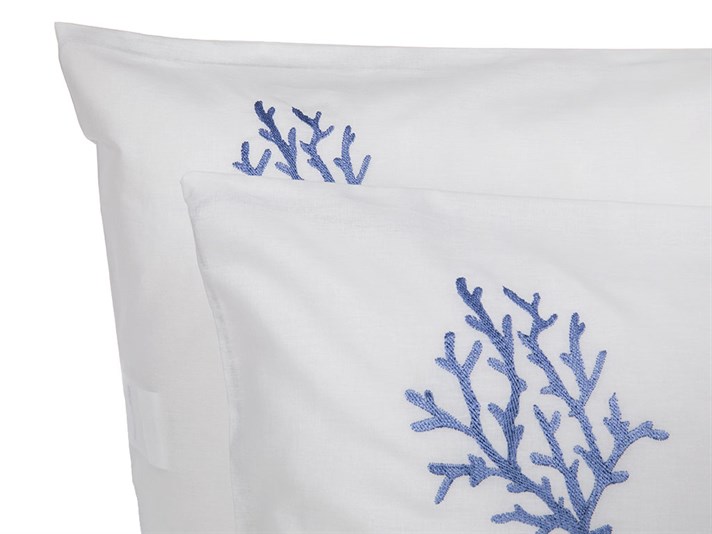Coral  Cu broderie Set 2  FAȚĂ DE PERNĂ 50x70 cm Beige-Blue