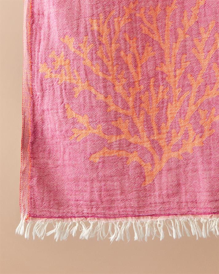 Coral Cu Bumbac Pungă Peshtamal 90x150 cm Fucsia-Portocaliu