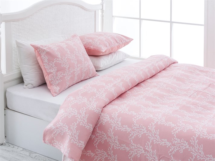 Coral  Bumbac/viscoză Persoană dublă  SET CUVERTURĂ DE PAT 240x260 cm Coral