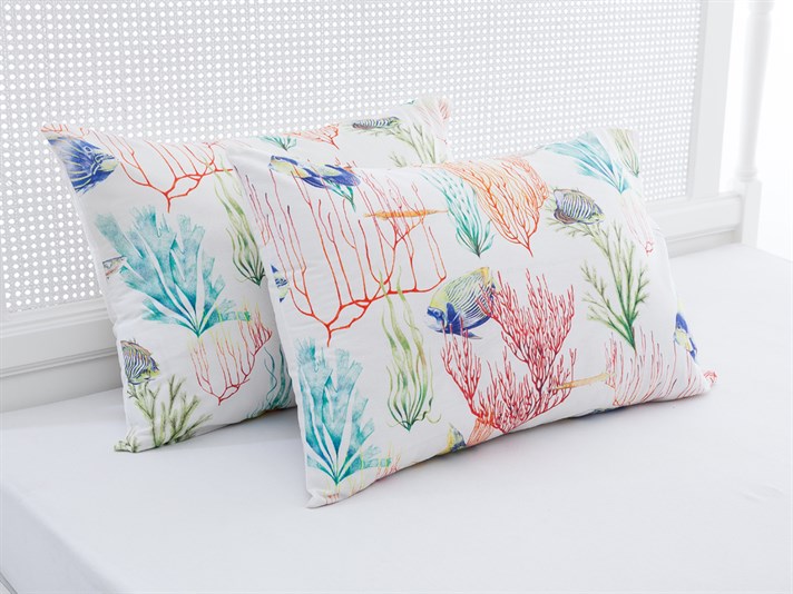 Coral sub apă Cu Bumbac Cu 2 Piese Față De Pernă 50x70 cm Coral