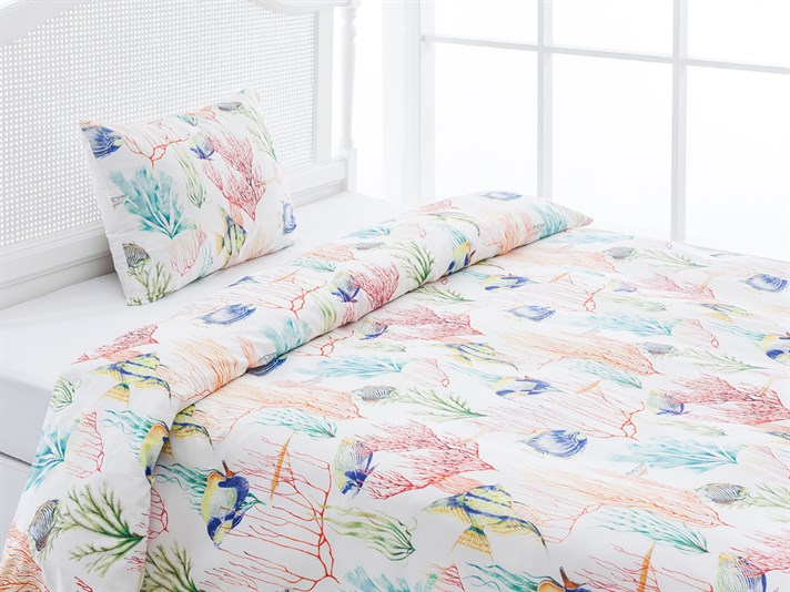 Coral sub apă Cu Bumbac Single Lenjerie De Pat 160x220 cm Coral