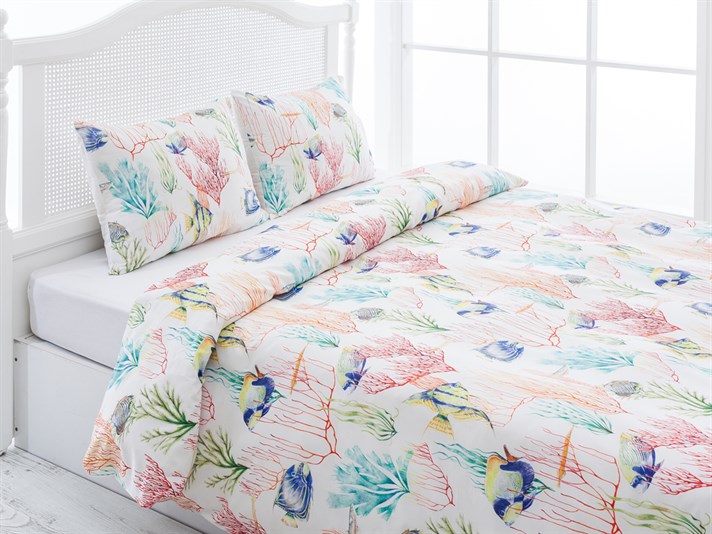 Coral sub apă Cu Bumbac Double Lenjerie De Pat 200x220 cm Coral