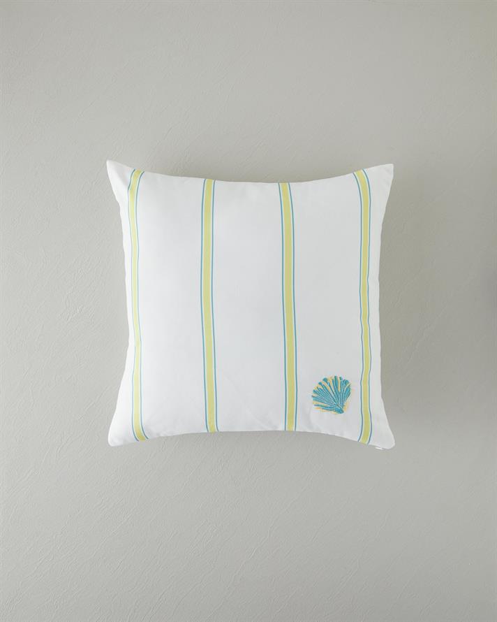 Corallium Brodat Husă Pernuță 45x45 cm Alb