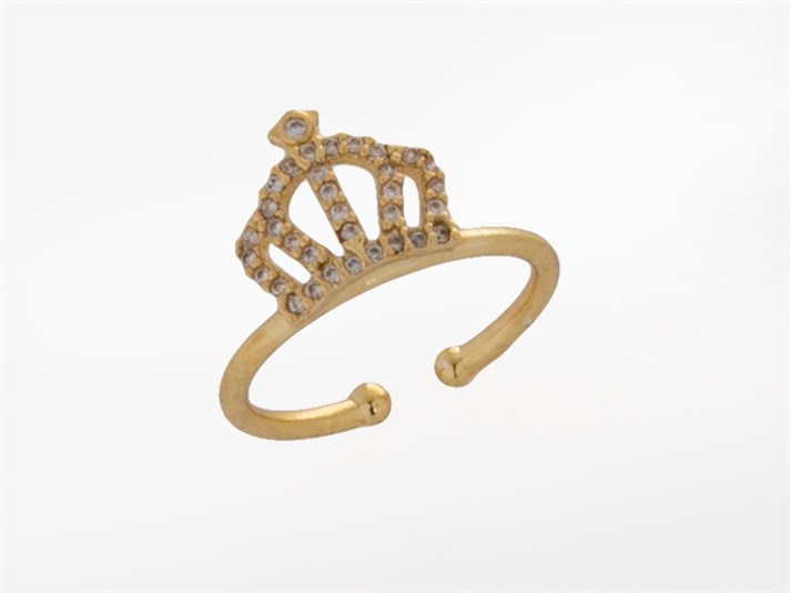 Crown Brass Ring 6 cm Gold