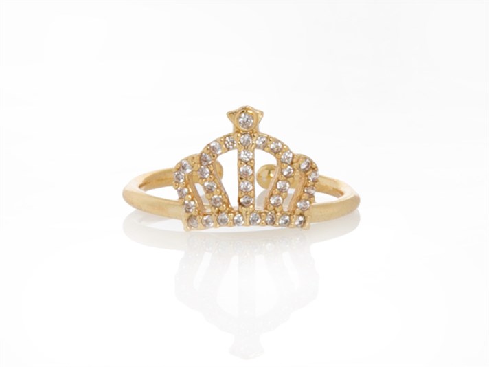 Crown Brass Ring 6 cm Gold