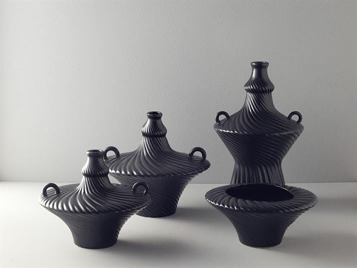 Vaza, Crown, ceramica, 28x28x24 cm, antracit