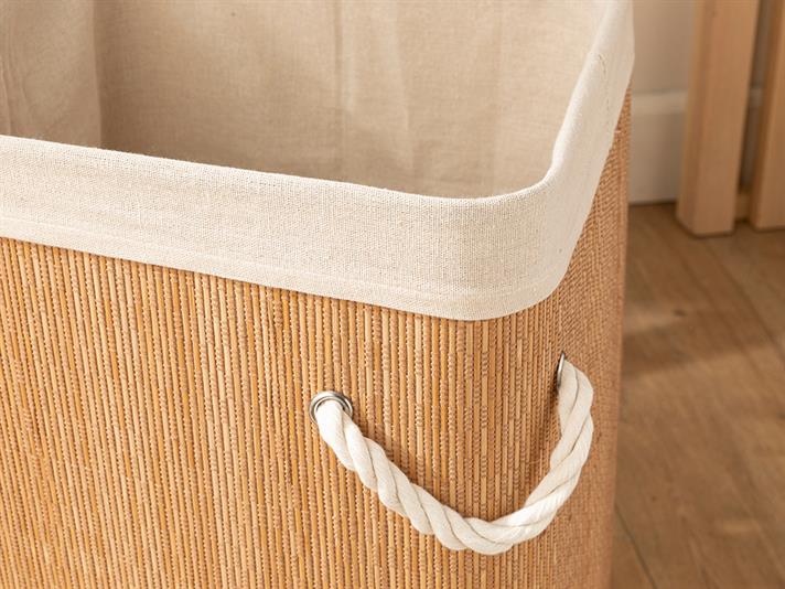 Cos de rufe pliabil, Gina, bambus, 35x35x60 cm, maro