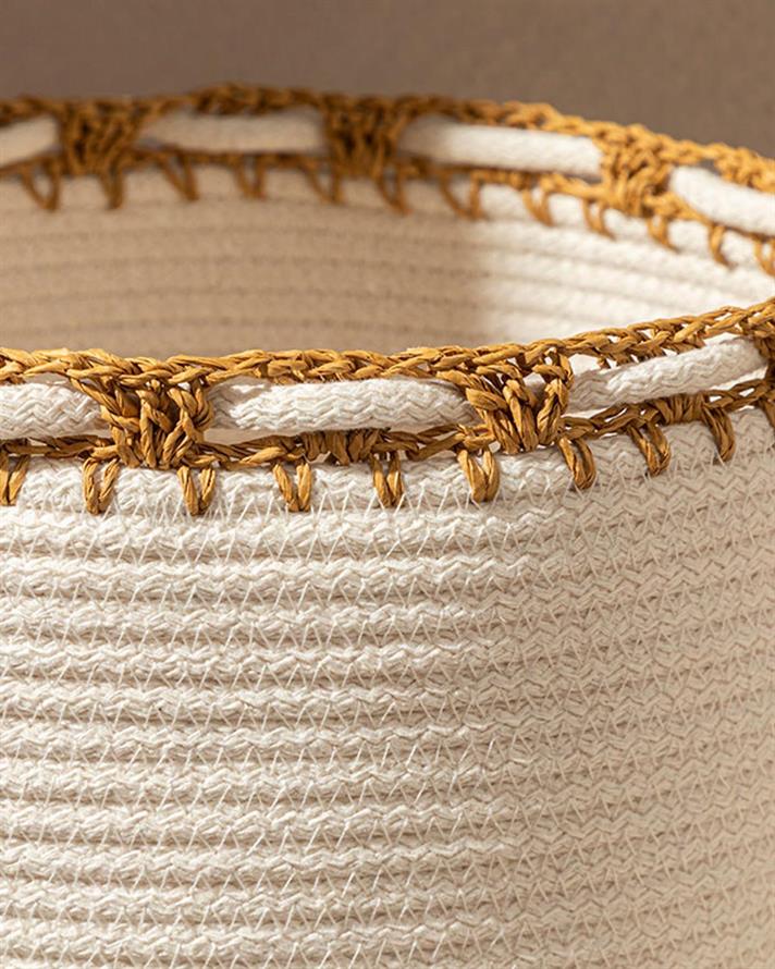 Cos depozitare, Lace, poliester, 20x20x15 cm, ecru