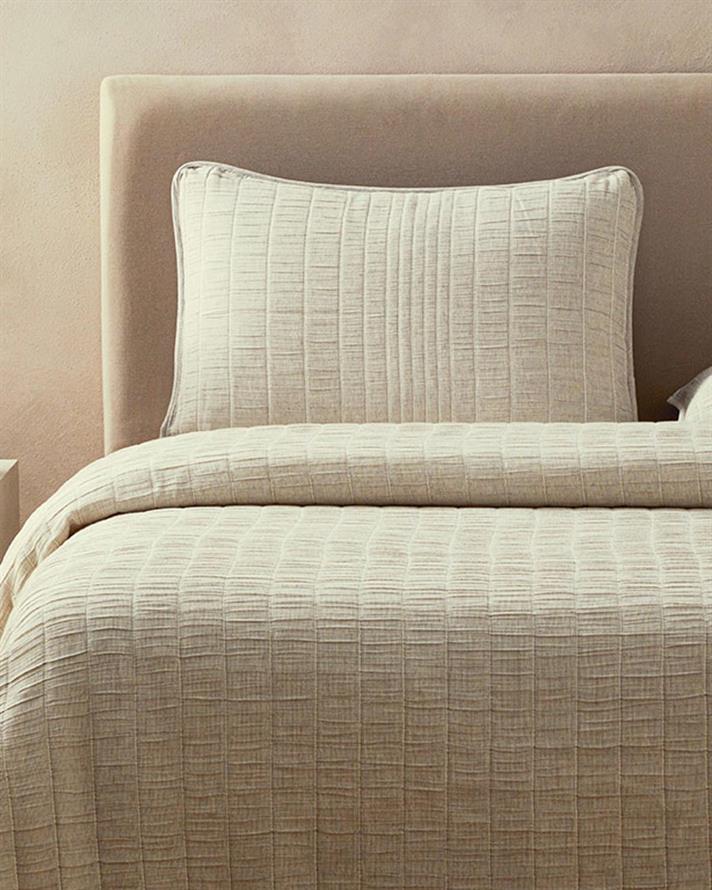 Cosy Rectangles Cu Umplutură Jacquard Double Set Cuverturi Pat 240x260 cm Bej - Crem