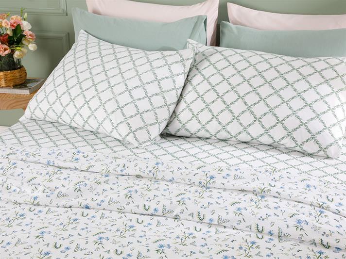 Country Flowers  Cu imprimeu  King Size  SET CUVERTURĂ 220x240 cm Albastru.