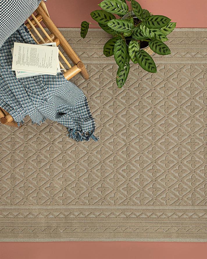 Covor buclat, Ronita, 50x80 cm, bumbac, bej