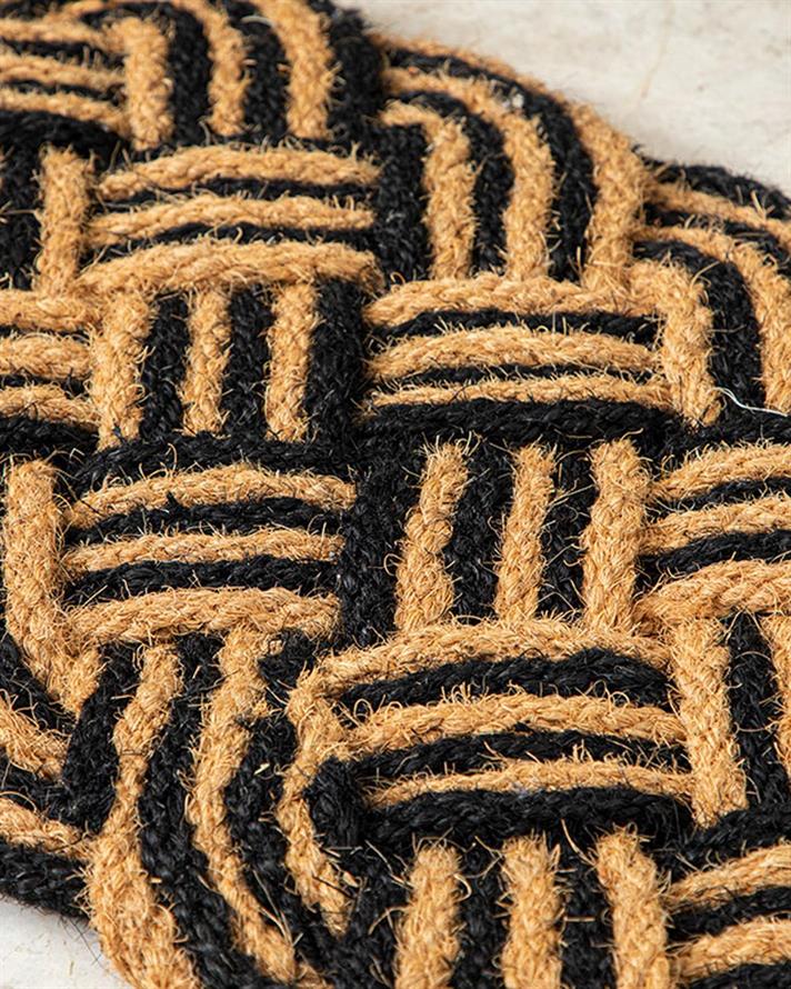 Covoraș pentru intrare, Moco, 40x60 cm, fibră de cocos, natural-negru