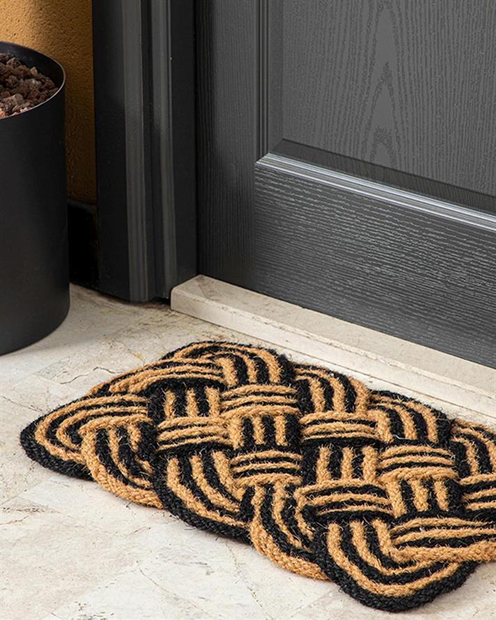 Covoraș pentru intrare, Moco, 40x60 cm, fibră de cocos, natural-negru