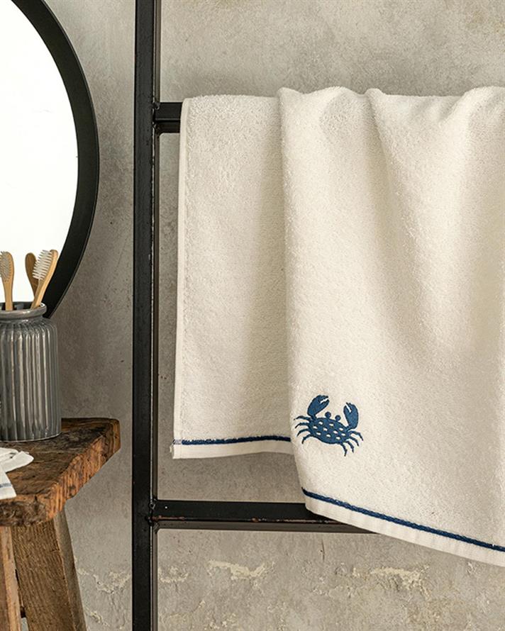 Crab Cu Bumbac Brodat Prosop De Față 50x70 cm Alb