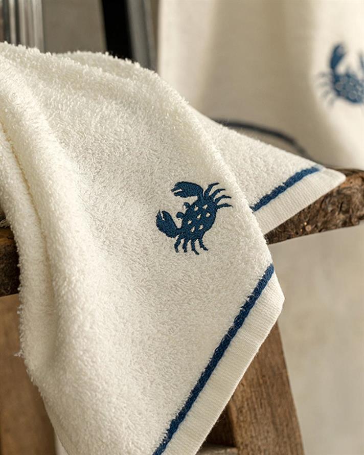 Crab Cu Bumbac Brodat Prosop De Mâini 30x40 cm Alb