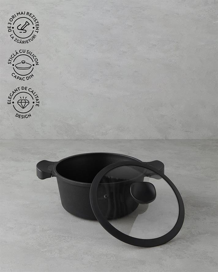 Aluminiu Adânc Tigaie 24 cm Negru