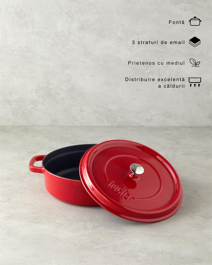 Fier Turnat Puțin Adânc Cratiță Mini 28 cm Roșu