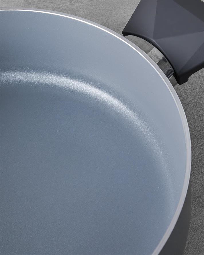 Cratita joasa cu capac, Prego, ceramica, 26 cm, gri