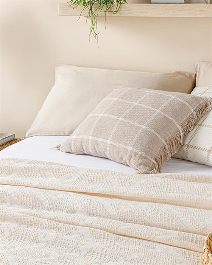 Creative Waffle Jacquard Double Pătură De Vară 200x220 cm Crem.