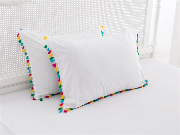 creol Cu Bumbac Panou 2 Piese Față De Pernă 50x70 cm Alb
