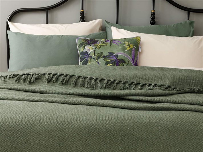 Crimped Țesătură Double Cuvertură Pat 240x260 cm Verde