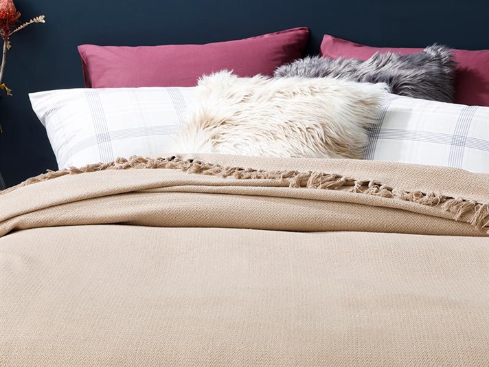 Crimped Țesătură Double Cuvertură Pat 240x260 cm Bej
