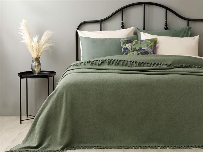 Crimped Țesătură Double Cuvertură Pat 240x260 cm Verde